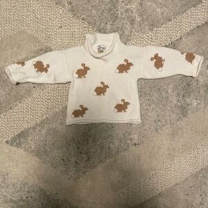 Kids Cream Sweater with Brown Bunny Design
